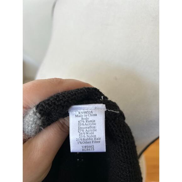 Vintage Coldwater Creek Black Rabbit Hair Playing Cats Cardigan - Picture 4 of 8